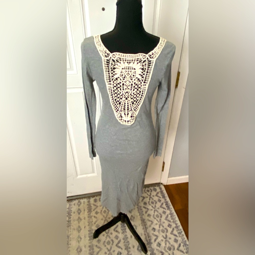 Almost famous ribbed gray and crochet dress.